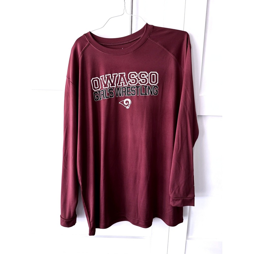 BSN Sports Owasso Girls Wrestling Red Long Sleeve Performance Shirt‎ XL